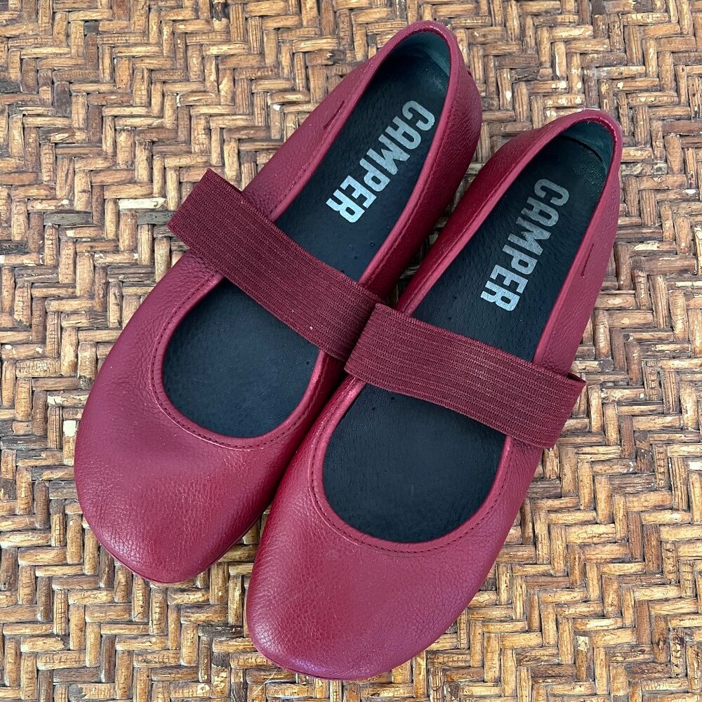 Camper Mary Jane Leather Ballet Flats Red Size EU 38/ US 7.5-8